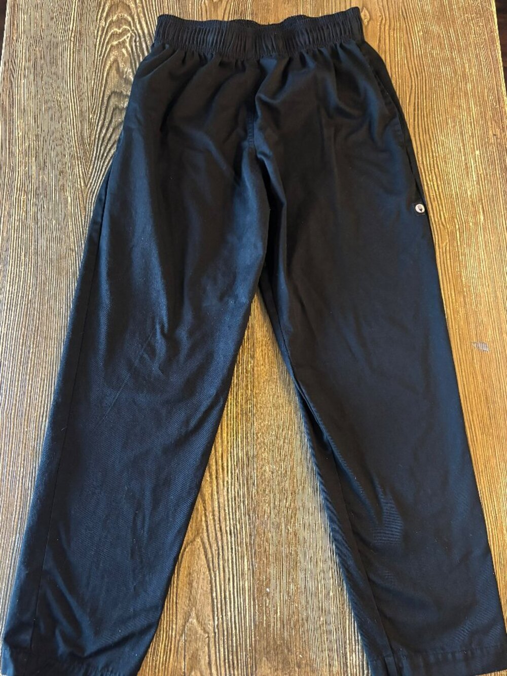 Chef Works Black Chef Work Pants Elastic Waist Size M